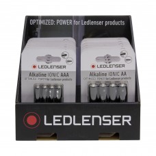 Display de Pilhas alcalinas AAA e AA Ledlenser 1,5V com 6 blisters de cada